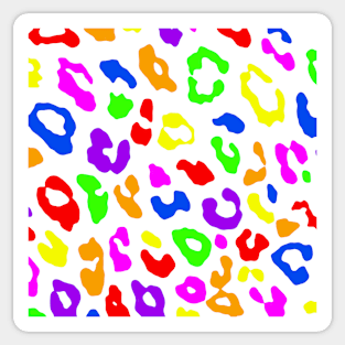 Leopard Print Rainbow White Sticker